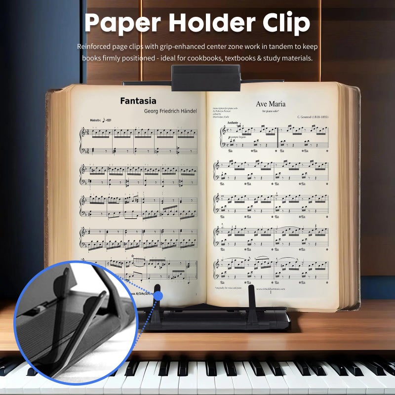 PowerKing Desktop Document Holder with 7 Adjustable Angles, Relieves Eyes and Neck Strain, Black Metal Paper Stand When Typing for Reading A4, Letters, Books, Receipts, Music Sheets, Textbooks - Image 4